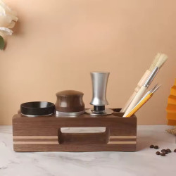 Tamper stație 4Barista | lemn închis la culoare (51-54 mm)