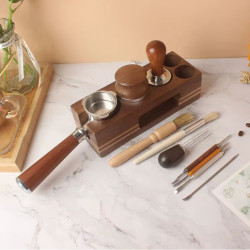 Tamper stație 4Barista | lemn închis la culoare (51-54 mm)