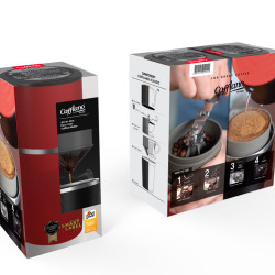 Aparat de cafea de voiaj Cafflano Classic (roșu) + râșniță