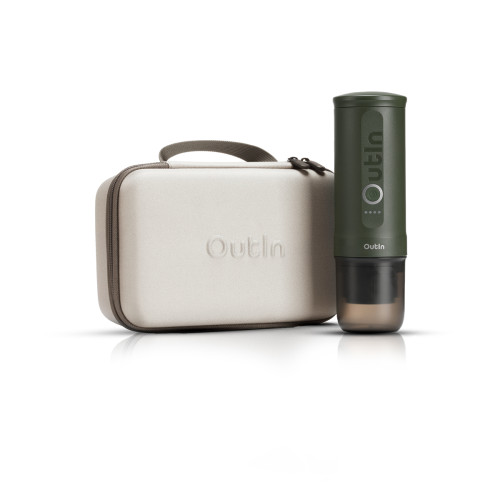 Outin Set Nano (Forest Green) - aparat de cafea de călătorie + husă de protecție