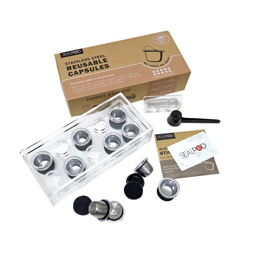 10x capsule reîncărcabile SEALPOD + 120 capac pentru Nespresso ®