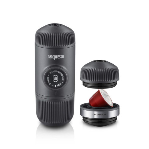 Aparat de cafea portabil Wacaco Nanopresso (negru) + Nespresso adaptor